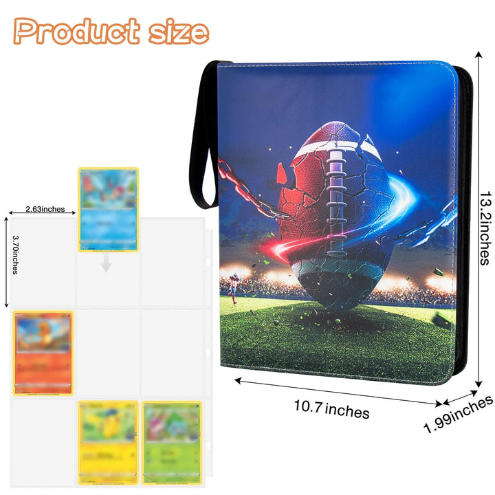MaoKea Card Binder For Card 4-Pocket Sleeves with 440 Cards Holder,Game Collection Binder Card Holder Of Fit for TCGcard album,game card Yugioh Trading Sports Cards (9 Pocket Rugby 3)