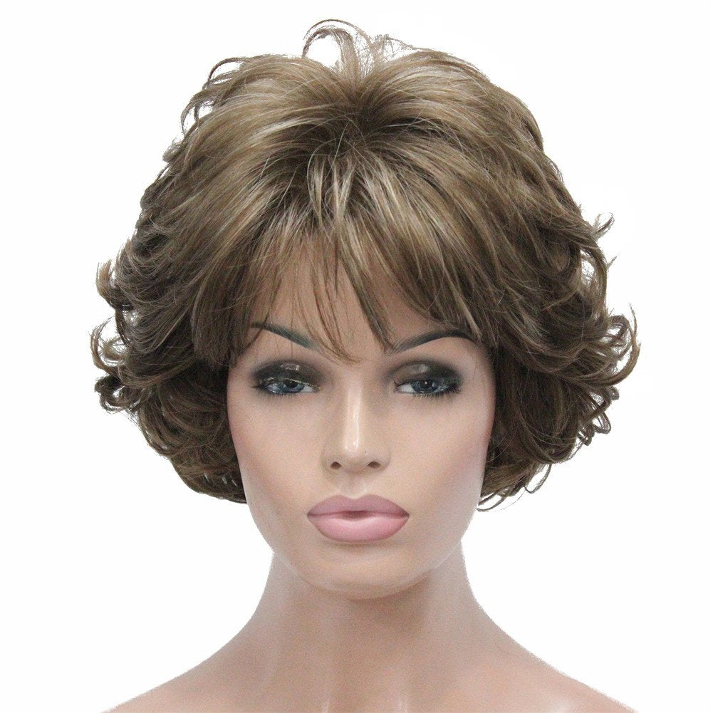 Aimole Short Curly Synthetic Wigs Full Capless Hair Women'S Thick Wig For Everyday 12Tt26 (Light Reddish Golden Brown With Brigh