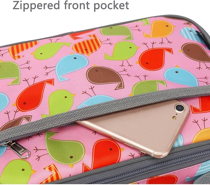 FlowFly Kids Lunch box Insulated Soft Bag Mini Cooler Back to School Thermal Meal Tote Kit for Girls, Boys, Bird