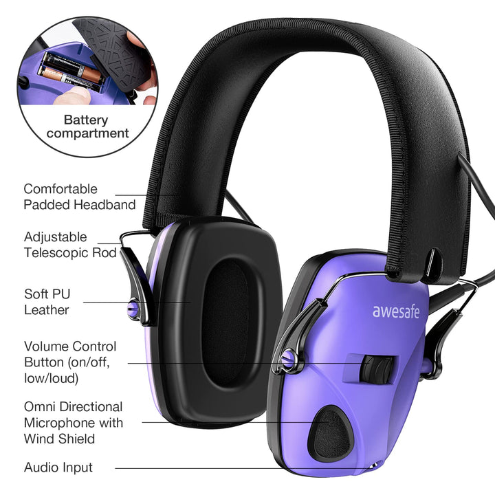awesafe Electronic Shooting Earmuffs Ear Hearing Protection Headphones for Shooter Gun Range Noise Reduction Sound Amplification