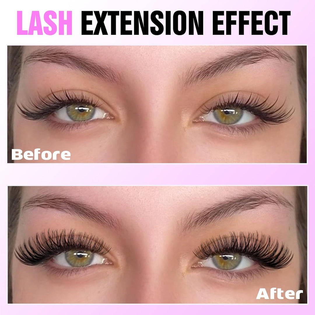 80D Full Volume Eyelash Clusters Kit | DIY Lash Extensions with Bond & Tweezers