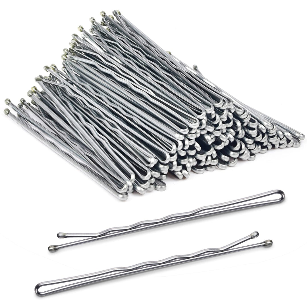 MORGLES Large Silver Bobby Pins for Gray Thick Hair, 2.75" Jumbo Hair Pins with Box 120PCS
