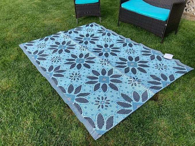 BalajeesUSA 2 Pack Outdoor Rugs Plastic Straw Patio Rugs RV Camping Reversible Mats Wholesale Price (2 Pk 5'x7') 20386