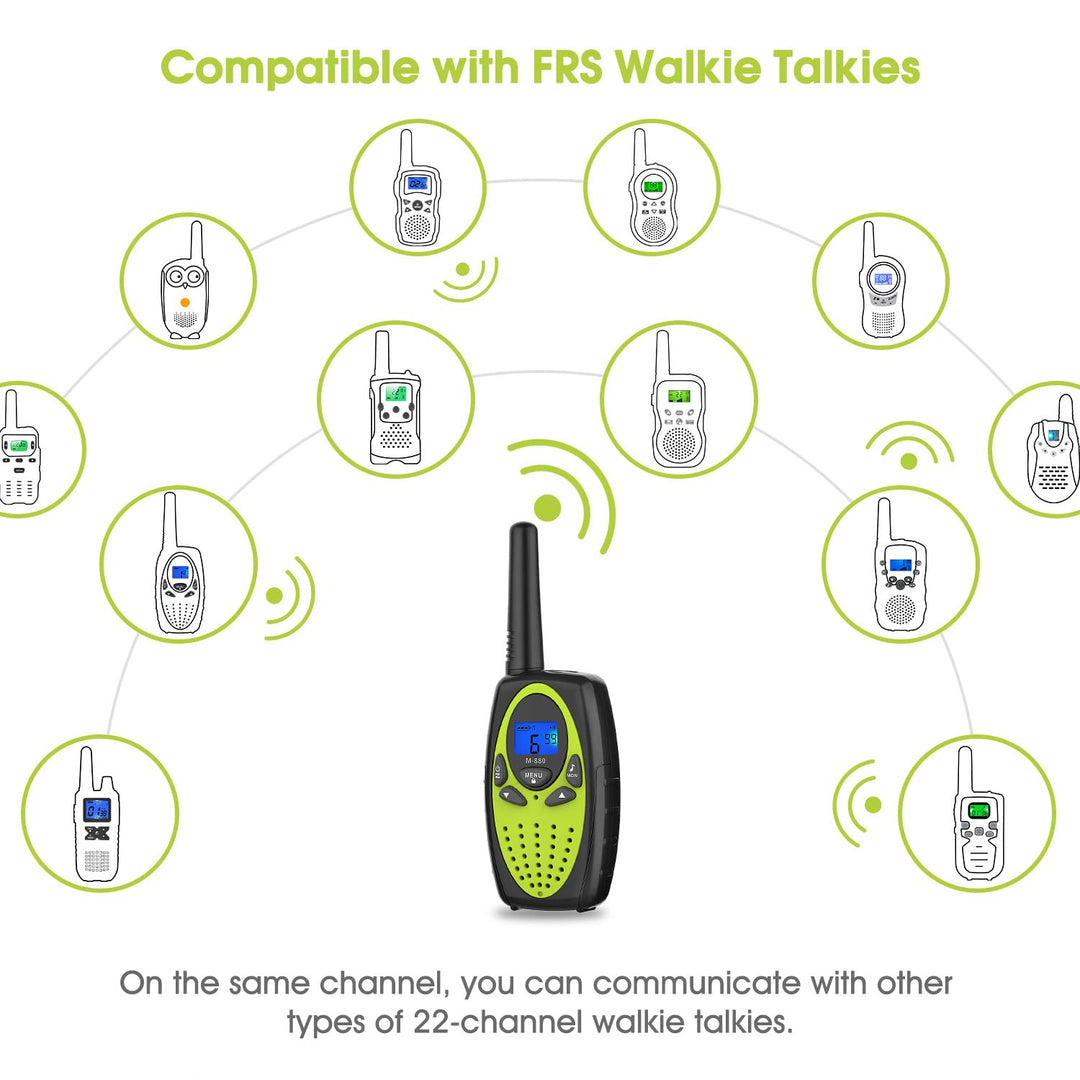 Topsung Walkie Talkies Long Range, M880 FRS Two Way Radio for Adults with LCD Screen/Resistance Wakie-Talkies with Noise Cancelling for Men Women Outdoor Adventures Cruise Ship (Blue and YellowGreen)