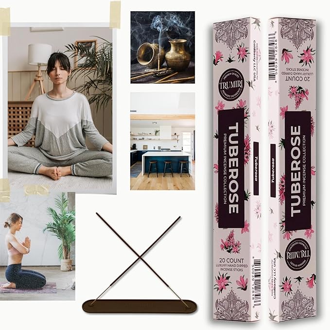 Tuberose Incense Sticks - Total 40 Insence-Sticks - Dual Pack of 20 Insense - Inciensos - Inscents - Natural Non Toxic Ingredients - Incents - Incence - Inscense - Insents