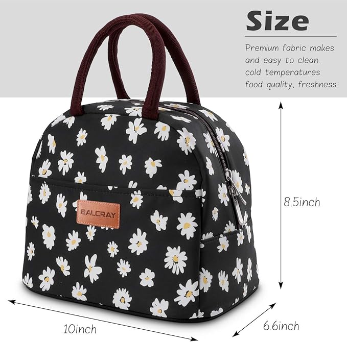 BALORAY Lunch Bag for Women Men Insulated Lunch Box for Adult Reusable Lunch Tote Bag for Work, Picnic or Travel (Daisy)