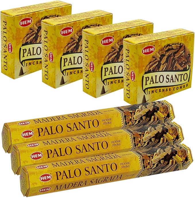 Palo Santo Incense Sticks and Cones Variety Pack with Burner Holder Bundle from Hem Incense Trumiri for Smudging and Aroma