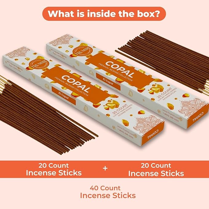 Copal Incense Sticks - Total 40 Insence-Sticks - Dual Pack of 20 Insense - Inciensos - Inscents - Natural Non Toxic Ingredients - Incents - Incence - Inscense - Insents