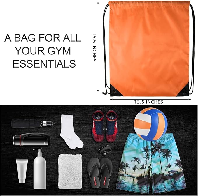 GoodtoU Drawstring Backpacks, Drawstring Nylon Bags Bulk Cinch Sack Drawstring Gym Bag for Sport, Traveling, Team (20Pcs, Orange)
