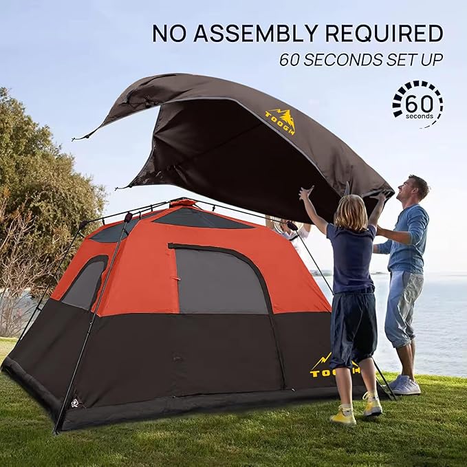 3/4 Person/6 Person Camping Tent Fast Cabin Tent with Instant Setup Tent, Weatherproof Tent Easy Quick Set Up & Pop Up in 60 Seconds with Rainfly Backpack for Family Camping,Upgraded Ventilation