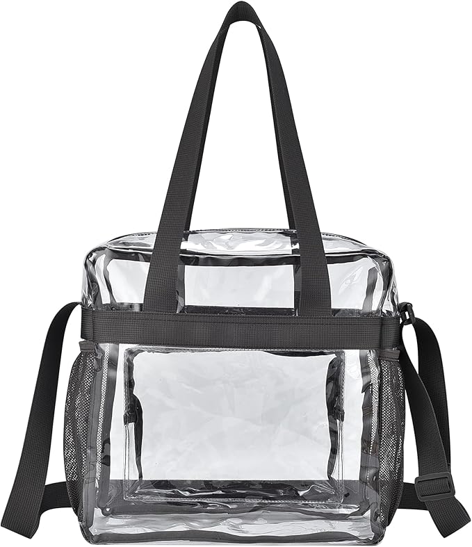 USPECLARE Clear Tote Stadium Approved, Security Travel & Gym Clear Bag for Work Sports Games Concerts