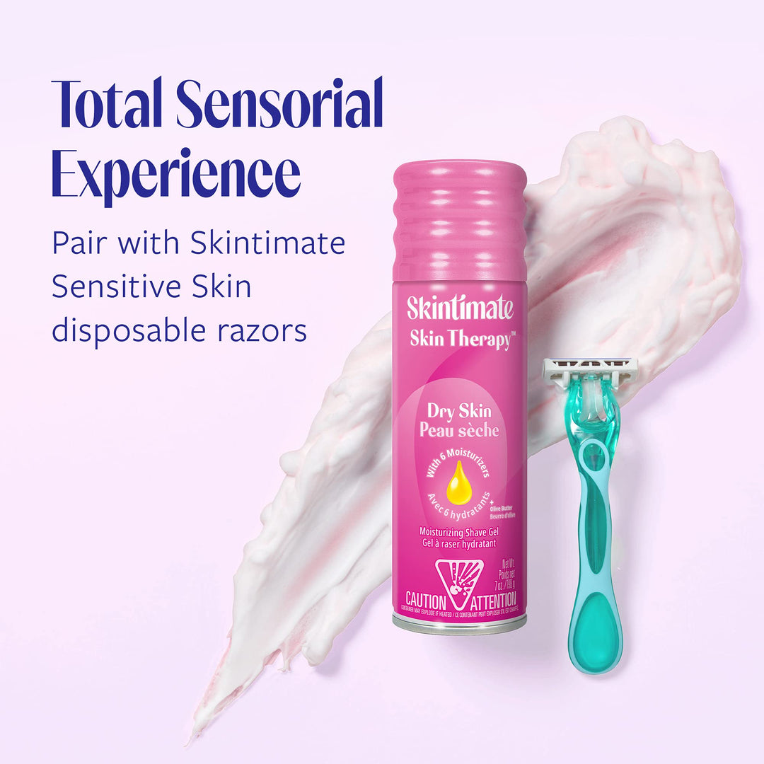 Skintimate Skin Therapy Dry Skin Shave Gel for Women, 3 Pack | Skintimate Shaving Cream for Women, Womens Shaving Cream, Shaving Foam, Womens Shave Gel, Pack of 3, 7oz each
