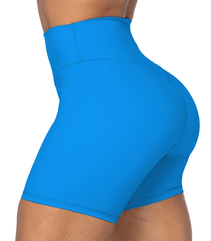 Sunzel 5" High Waist Biker Shorts for Women No Front Seam Soft Yoga Workout Gym Bike Shorts Tummy Control Squat Proof Blue