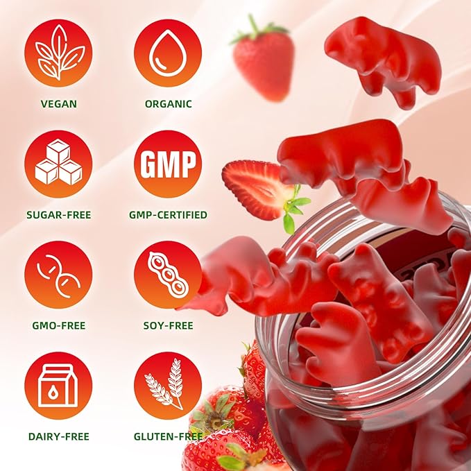 2 Pack Calcium Citrate Gummies, Sugar Free Calcium Citrate 1000mg for Muscle Healthy, Absorption Calcium Supplements for Adults & Kids, Strawberry, 120 Count