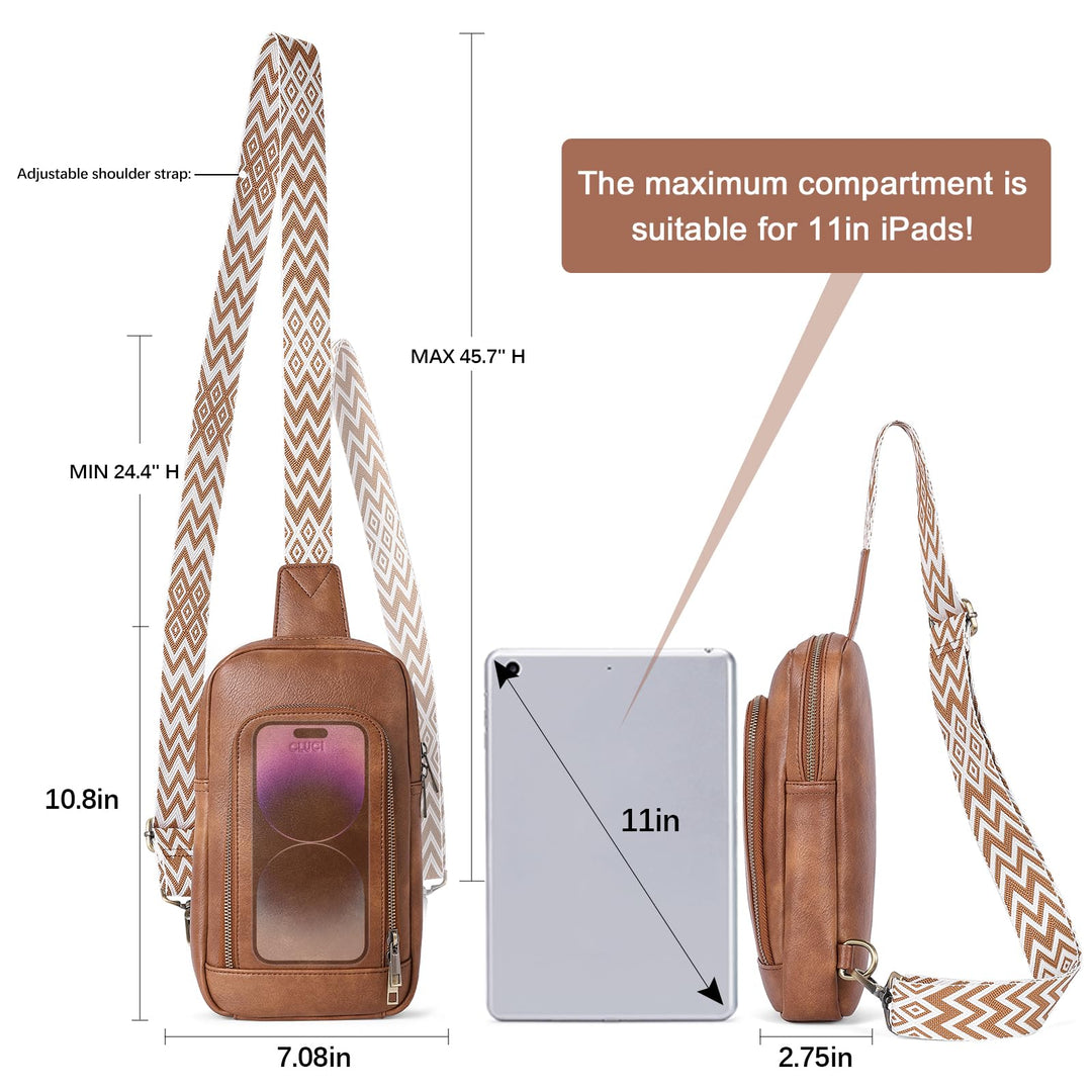 CLUCI Sling Bag for Women Leather Crossbody Bags for Women Cross Body Bag for Woman Large Crossbody Sling Backpack Crossbody Bag for Travel Hiking Brown