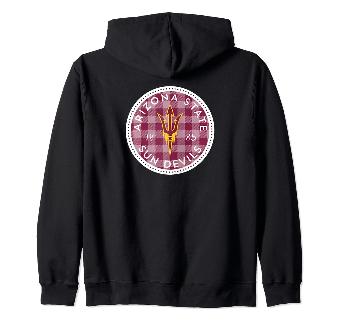 Arizona State University Sun Devils Plaid Badge Zip Hoodie