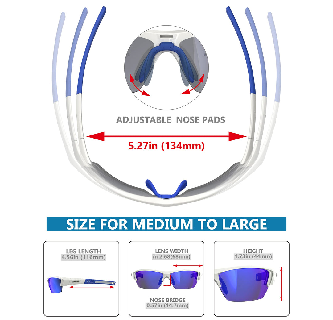 QOOL TIMES Living out your J13 Blue Polarized Fishing Sunglasses for Men Women, UV400 Volleyball Running Driving Golfing Cycling Full Pack Case Pouch and Strap