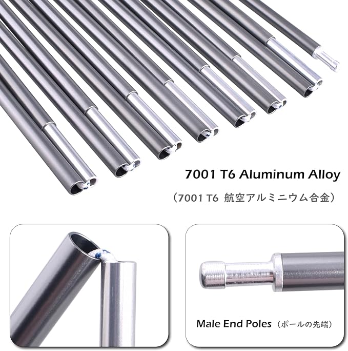 TRIWONDER Tent Pole 2 PCS - Aluminium Rod Tent Pole Replacement Accessories Tent Bar Tent Building Supporting Rod Awning Frames Kit for Hiking Camping