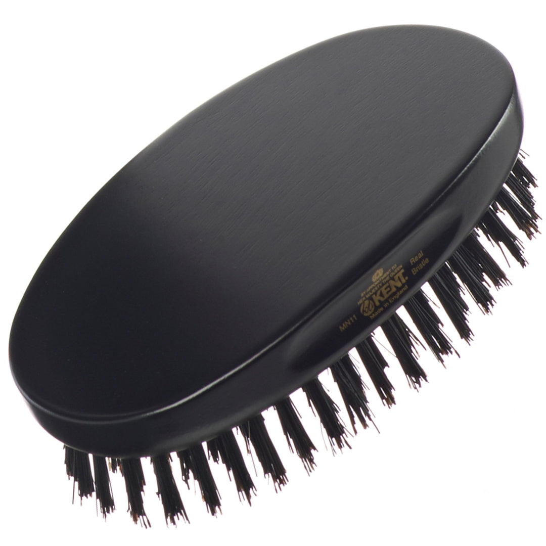 Kent Mn11 Finest Men'S Hair Brush And Facial Brush For Beard Care - 100% Natural Black Boar Bristle Brush For Mens Grooming, Sca