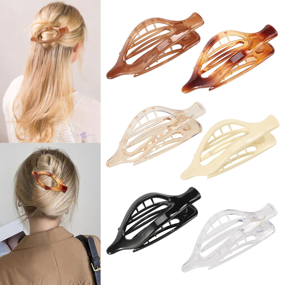 6 Packs Flat Hair Clips, Curved Claw Clips For Women Girls, Alligator Clips For Thick Thin Hair, Strong Hold Duck Billed Clips,4