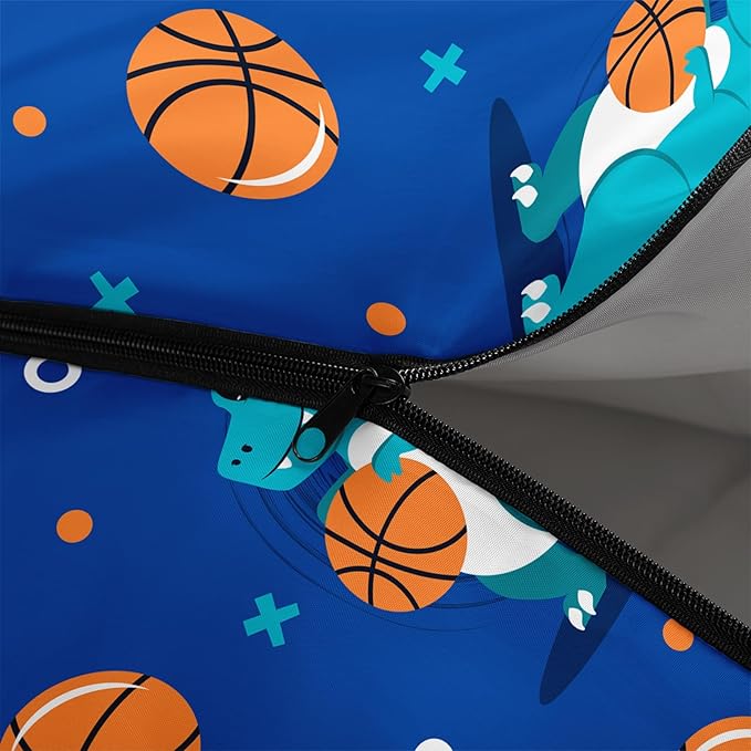 AILONEN Boys Sports Camping Sleeping Bags,Lightweight & Waterproof,3 Season Warm & Cool Weather,Black Player Basketball Sleeping Bags for Kids Adults,Travelling,Outdoors