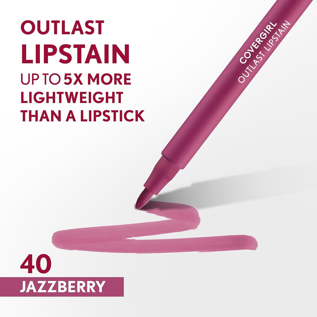 Covergirl Outlast Lipstain 40 Jazzberry | Vegan, Transfer-Proof, Satin Finish