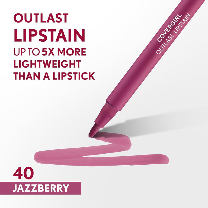 Covergirl Outlast Lipstain 40 Jazzberry | Vegan, Transfer-Proof, Satin Finish
