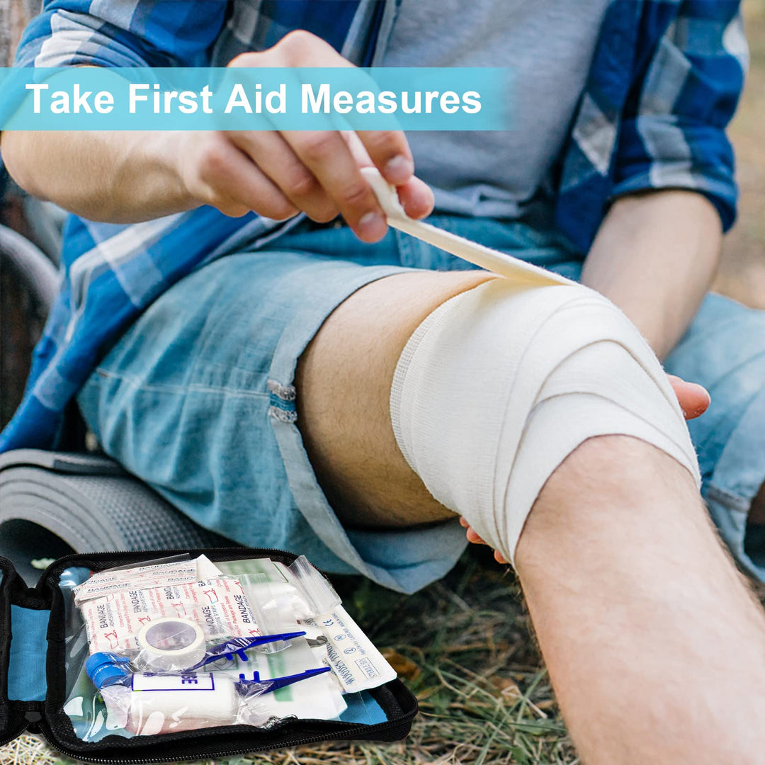 300 Piece Portable First Aid Kit Refill Supplies for Business Mini Home Emergency First Aid Survival Essential Kit for Outing Skating Waterproof First Aid Bag for Backpacking, Blue 1st Aid