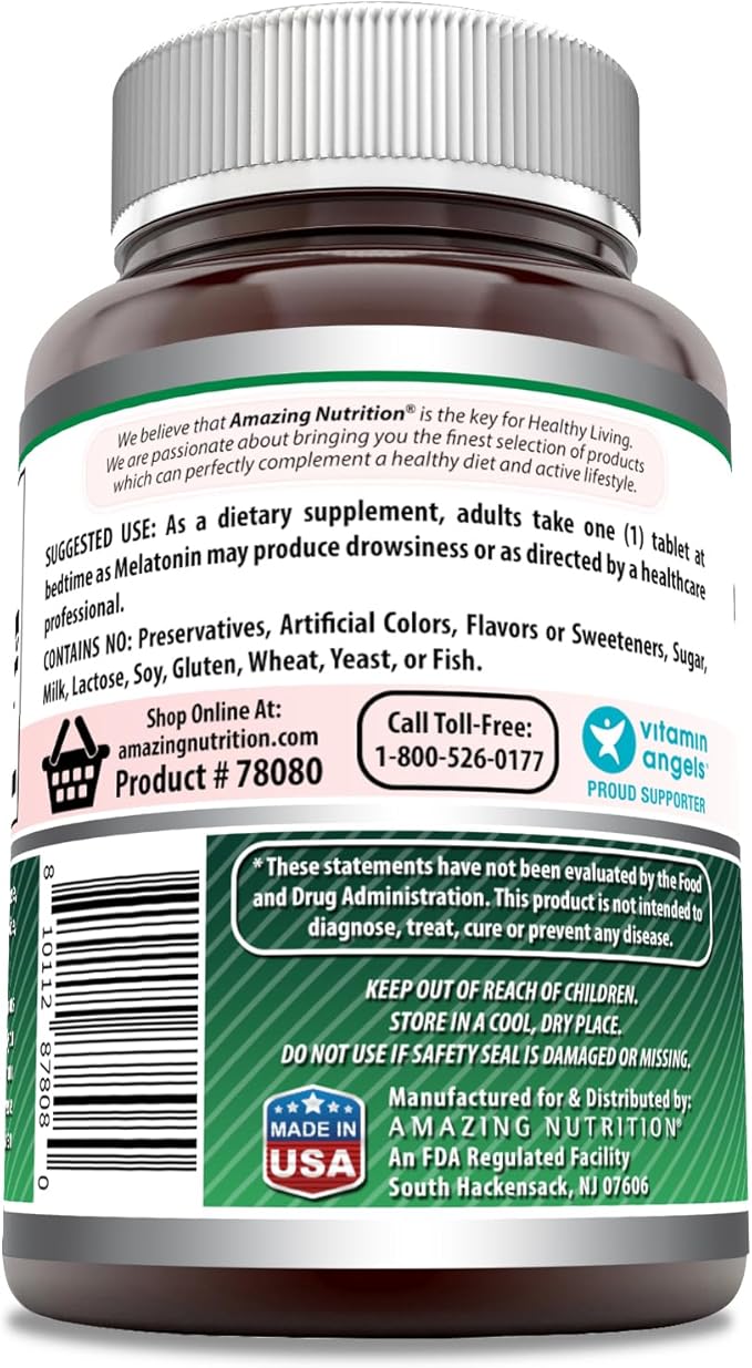 Amazing Formulas Melatonin Supplement | 3 Mg Per Serving | 365 Tablets | 1 Year Supply | Non-GMO | Gluten-Free | Made in USA
