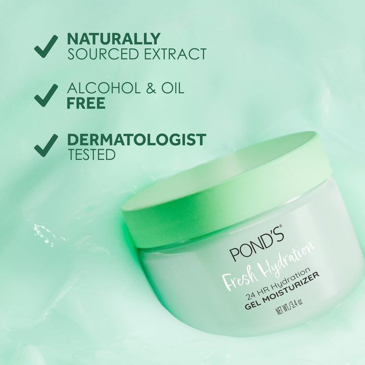 POND'S Aloe Extract & Vitamin B3 Gel Face Moisturizer For Fresh and Luminous Skin, 3.4 oz