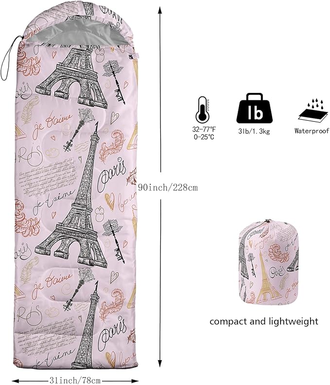 AILONEN Kids Floral Cat Camping Sleeping Bags,Lightweight & Waterproof,3 Season Warm & Cool Weather,Kawaii Kitten Sleeping Bags for Girls Adults,Travelling,Outdoors