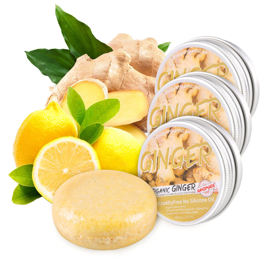 Starhig Ginger Hair Regrowth Shampoo Bar, 3 Pcs, Natural Organic, Promotes Growth, Repairs Damaged Hair, Suitable For All Hair T