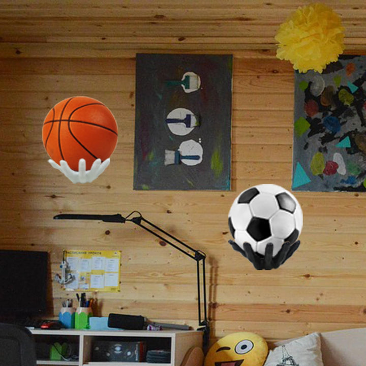 BOAMAU Hand Shaped Basketball Holder Wall Mount Gifts Basketball Room Decor Accessories Art Ball Decor Stand for Basketball, Football, Soccer, Volleyball(white)