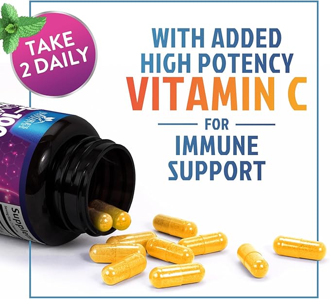 Vitamin B Complex Capsules with Vitamins B6 B12 B100 C Biotin Folate & Folic Acid - Supplement for Heart, Brain, & Nerve Support - Super Complete B-Complex for Immune & Energy Support - 120 Capsules