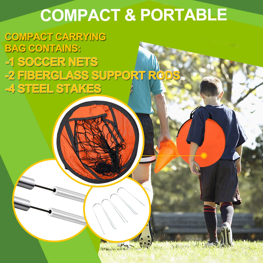 EVERRUSH Soccer Goal Pop Up Kids Toddler Soccer Goals Nets for Backyard Beach Soccer Training Net Mini Portable Foldable Football Goal Indoor Outdoor Lightweight Practice Soccer Net with Carry Bag