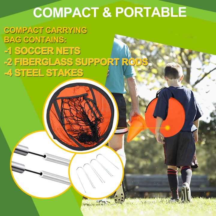 EVERRUSH Soccer Goal Pop Up Kids Toddler Soccer Goals Nets for Backyard Beach Soccer Training Net Mini Portable Foldable Football Goal Indoor Outdoor Lightweight Practice Soccer Net with Carry Bag