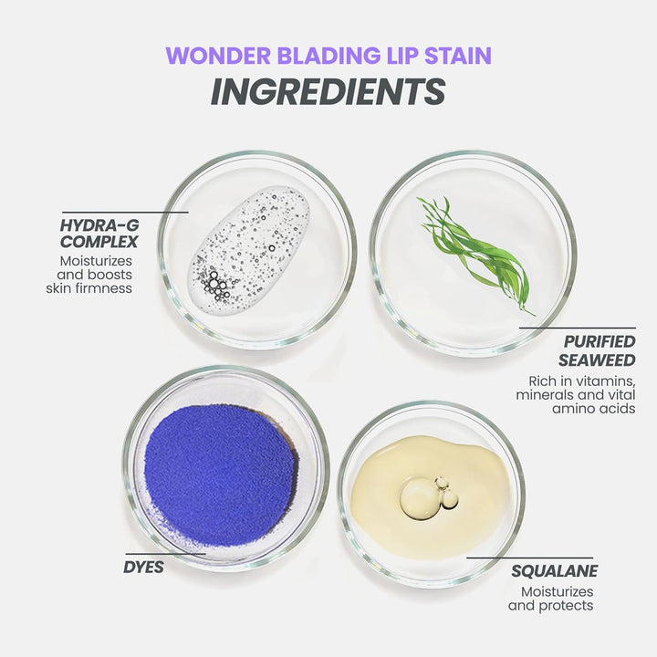 Wonderskin Wonder Blading Lip Stain Masque | Waterproof Pink Tint, Matte Finish