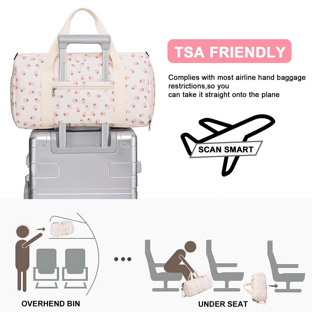 BLUBOON Duffle Bag Girls Kids Cute Gym Bag with Shoes Compartment & Wet Separation Waterproof Sports Overnight Travel Bag