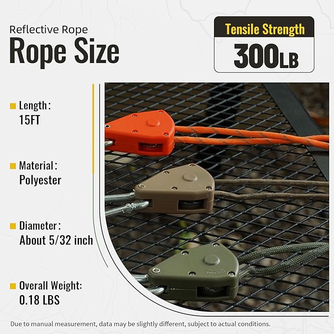 2pcs 15ft Ratchet Tie Down Rope Canopy Tent Tie Downs Strap Retractable Hanger with Hooks Reinforced Metal Gear for Camping Essentials 5/32"…