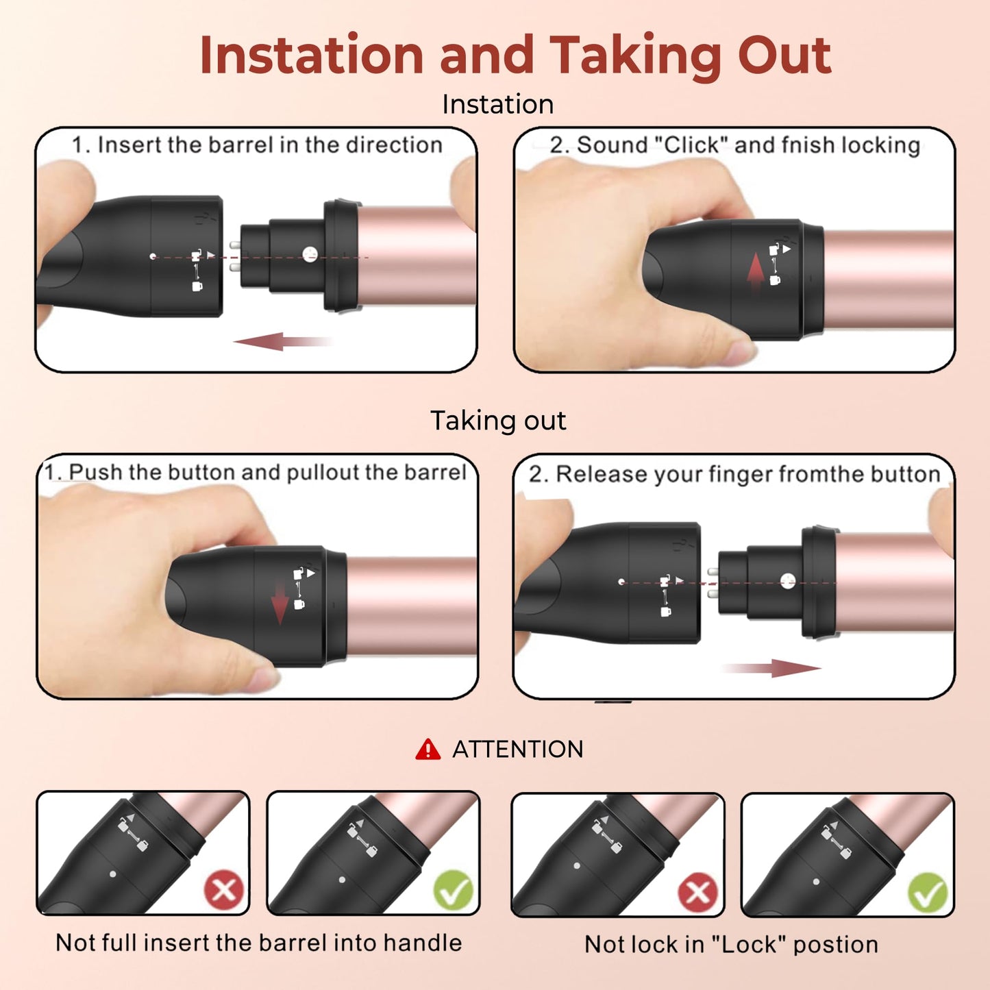 4 in 1 Thermal Brush Curling Iron Set, 25mm & 32mm Curling Wand Set and 32mm & 38mm Thermal Brush Hair Tool, 14 Temp Heating Setting Thermal Round Brush, Interchangeable Hair Curler 110-240V