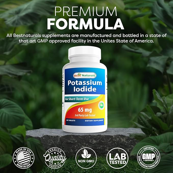 Best Naturals Potassium Iodide 65 mg - Dietary Supplement, 60 Tablets (60 Count (Pack of 1)) (12)