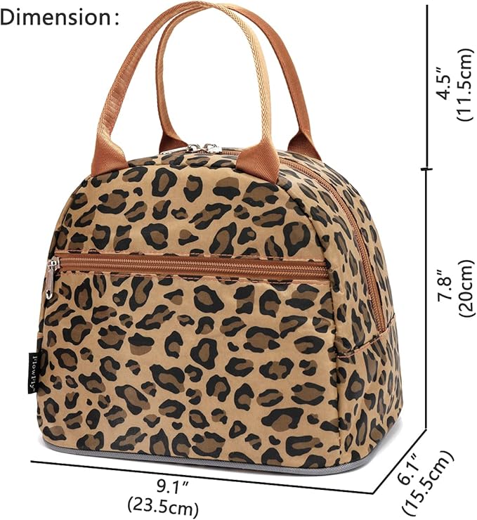 FlowFly Leopard Insulated Lunch Cooler Bag - Tote Organizer for Women/Men