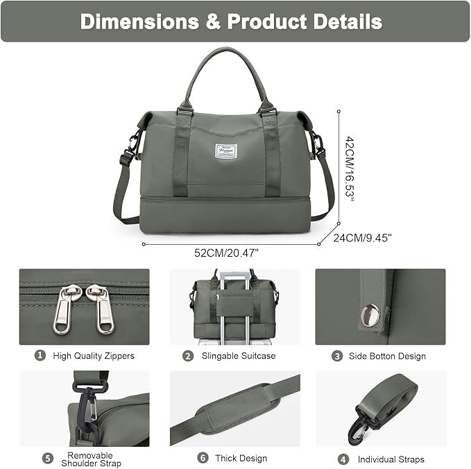 Travel Duffel Bag,Sports Tote Gym Bag,Shoulder Weekender Overnight Bag for Women