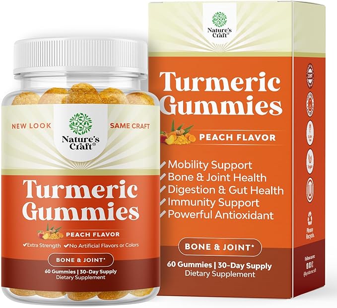 Turmeric Curcumin Immune Support Gummies - Immune Booster Turmeric Gummies for Joint Support and Advanced Skin Care - with Black Pepper Joint Supplement Gummy Vitamins with Curcumin Powder