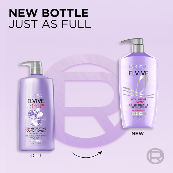 L'Oreal Paris Elvive Hyaluron Plump Hydrating Conditioner for Dehydrated, Dry Hair Infused with Hyaluronic Acid Care Complex, Paraben-Free, 26.5 Fl Oz