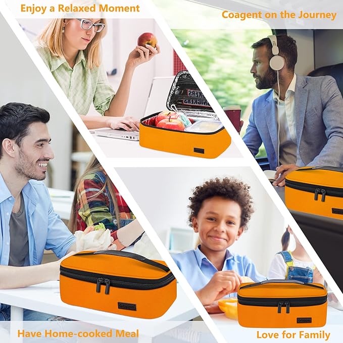 Gloppie Mini Lunch Box Small Lunch Bag for Children Insulated Lunch Bag for Kids, CPC Certified | Child-Safe Materials, Thermal LunchBox Reusable Sandwich Bags Snack Box, Orange
