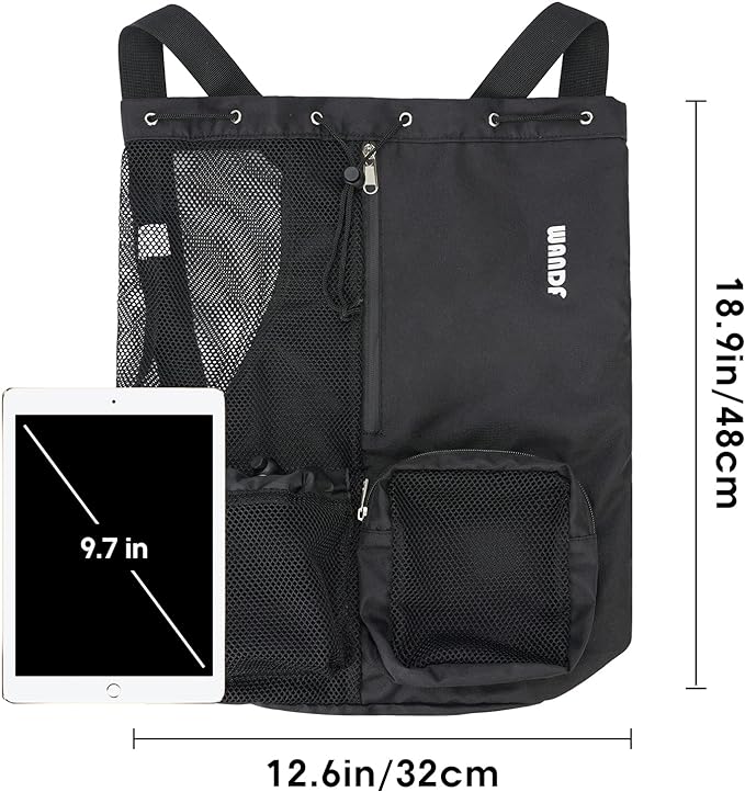 WANDF Swim Bag Mesh Drawstring Backpack with Wet Pocket for Swimming, Gym, and Workout Gear