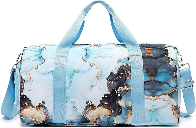 Duffle Bag for Gym Sports Women Girls Workout Travel Bag Weekender with Shoe Compartment and Wet Pocket