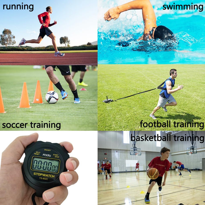 FCXJTU Digital Simple Pure Stopwatch Timer, No Bells, No Alarm, No Clock, Simple Basic Operation, Clear Display, ON/Off, Silent Stop Watch for Swimming Running Training Kids Coaches Referees Teachers