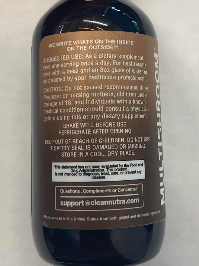 Mushroom Supplement Liquid Drops with Lions Mane Turkey Tail Cordyceps Reishi Chaga Shitake Maitake Tremella Oyster Mushrooms Poria Supplement and Enokitake Mushrooms Complex Blend by Clean Nutra